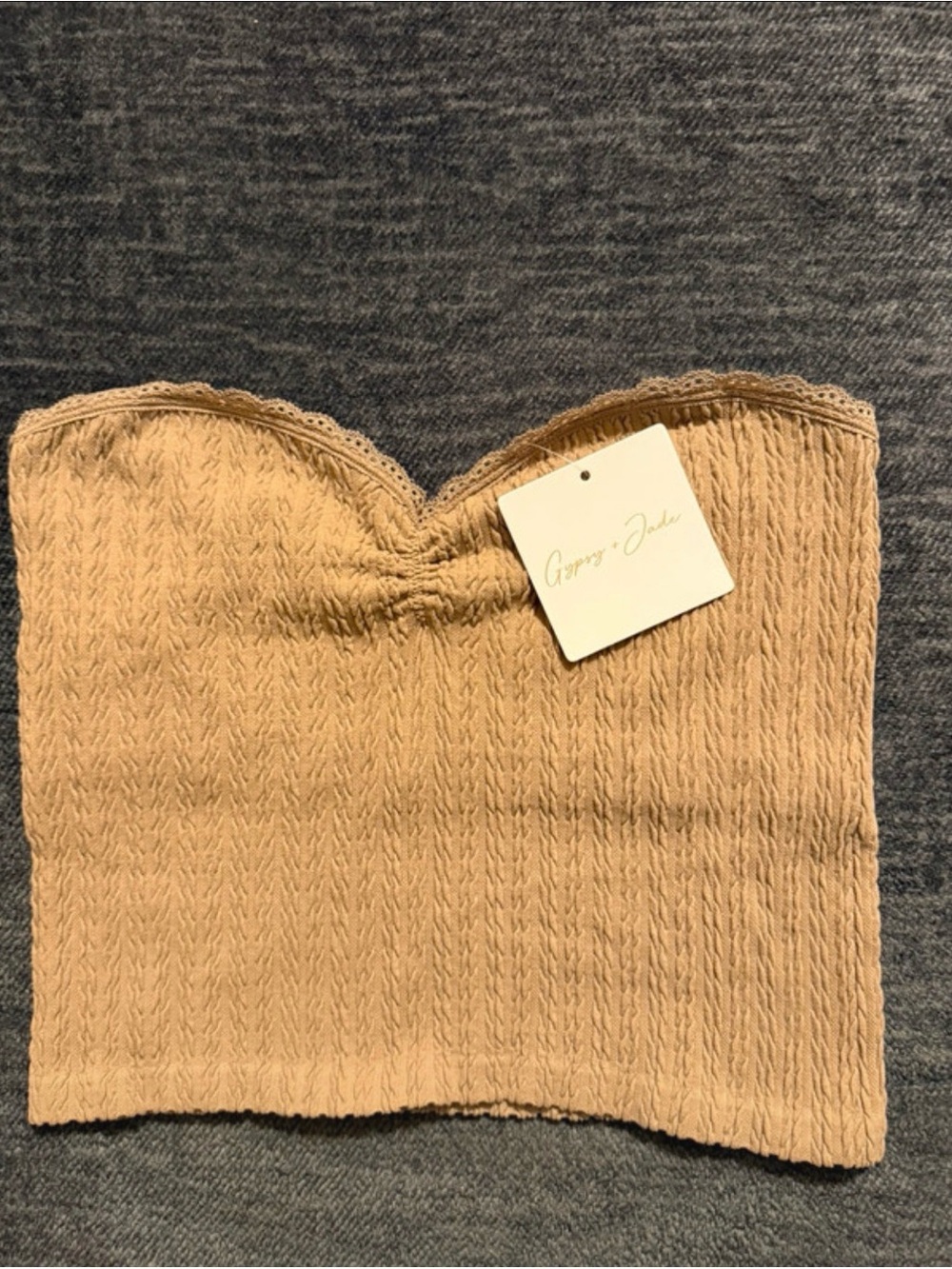 Gypsy & Jade Tan Textured Smocked Tube Top NWT Size Large/Xlarge